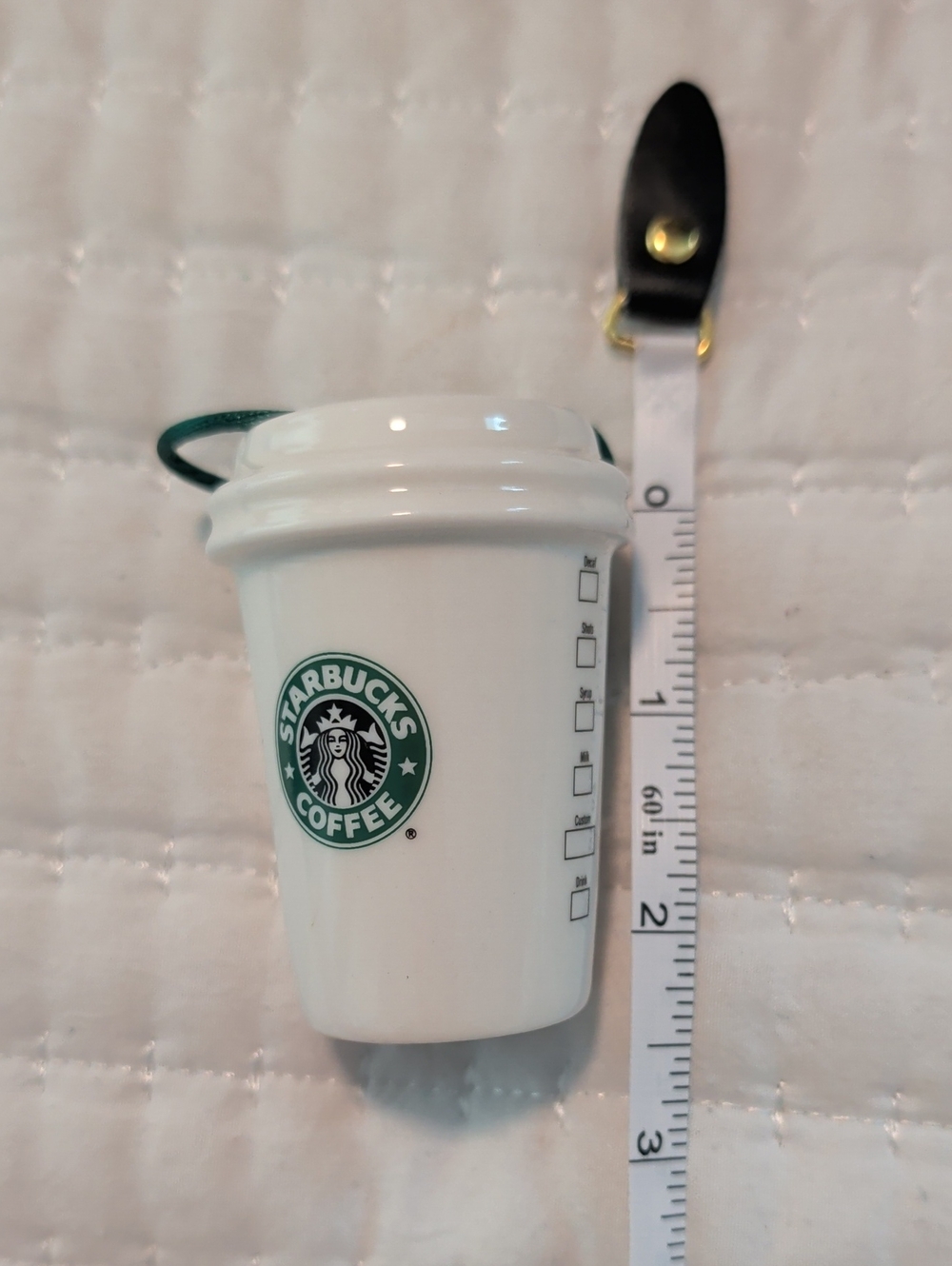 Vintage 1992 Starbucks White Ceramic Tumbler Ornament with Green Logo 2.5in - Picture 6 of 6
